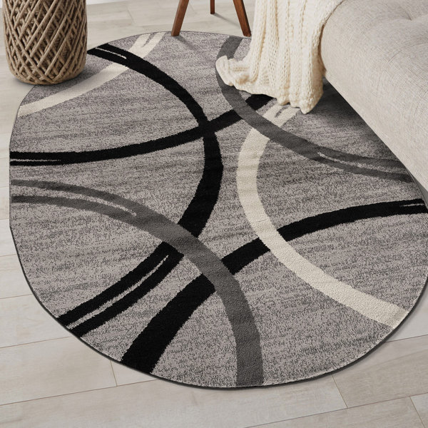 Ebern Designs Devonshire Abstract Gray/Black/Ivory Area Rug & Reviews Wayfair Canada